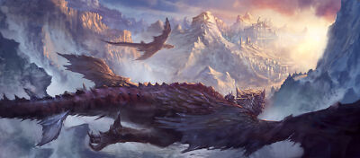 Anime Cloud Dragon Flying Mountain Wings  Gaming Mat Desk 3131