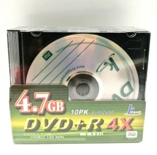KHYPERMEDIA DVD+R 4X Recordable DVD Disc 10 Pack Slim Case 120 Min-Data 4.7 GB