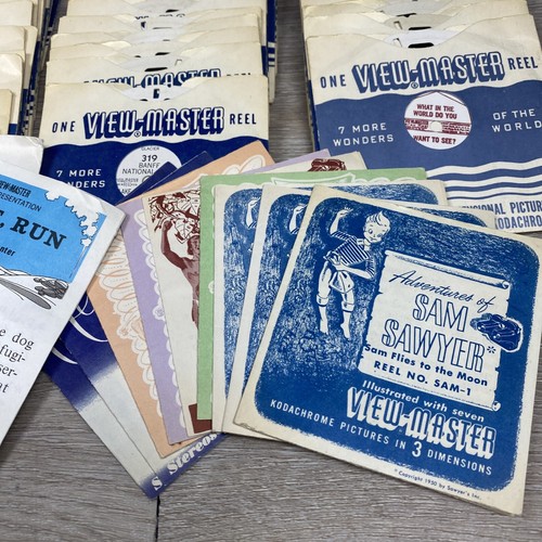 Visualizzatore Viewmaster con 50 bobine e custodia - storie geografiche Disney anni 40 50 - Foto 5 di 12