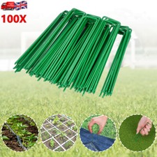 100Pcs Garden Netting Pegs Stakes Turf Staples U-shaped Stakes Pins Staple Green