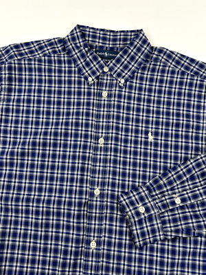 Polo Ralph Lauren Boy's Button-Down Long Sleeve Shirt - Check Blue