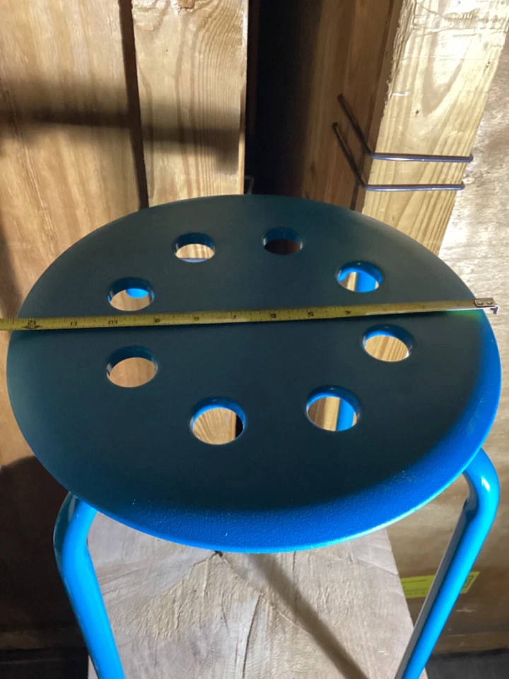 IKEA MARIUS Stool, Blue 17 3/4" Alloy Steel Kitchen Bar Dining Stackable Stool - Image 4 of 4