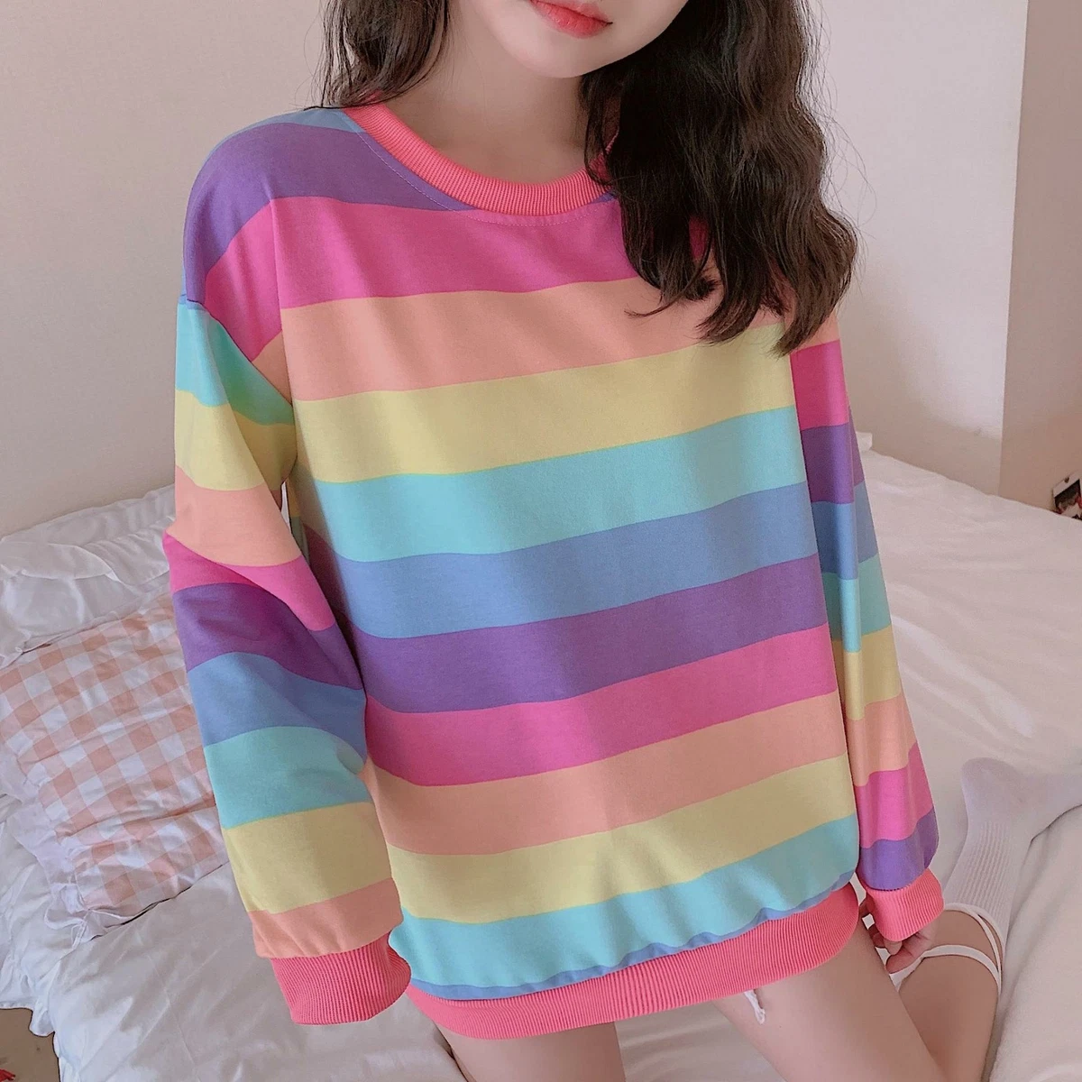 Rainbow striped t sale shirt
