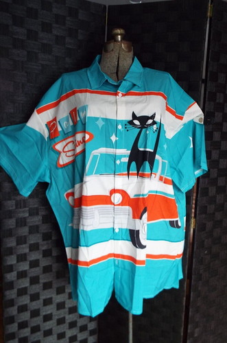 Big Man's Shirt 50s Galaxy California Atomic Rockabilly Vintage Hawaii 5XL - Picture 2 of 7