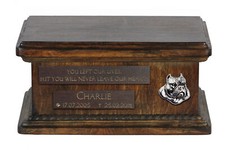 American Bully - wooden urn for dog ashes, personalized urn with engraving, smal