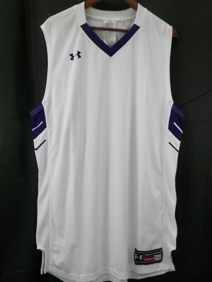 Under Armour Men's Stock Crunch Time Basketball Jersey Size 2XL White Purple