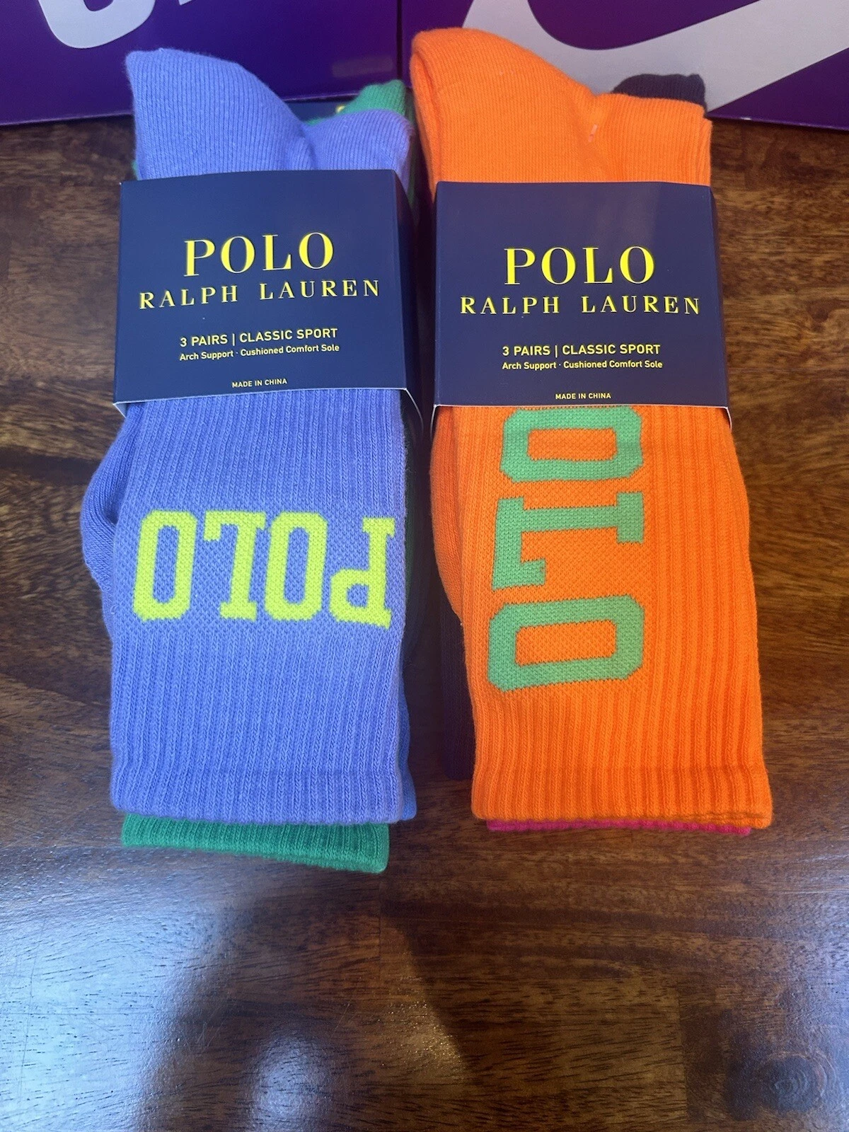 POLO RALPH LAUREN pack de 6 chaussettes colorées néon pour hommes 6 12 jaune orange rouge bleu