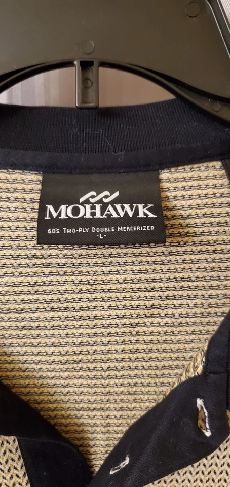 Mens Large Mohawk Tan & Black Polo 60's Two-ply Double Mercerized - Image 3 of 4
