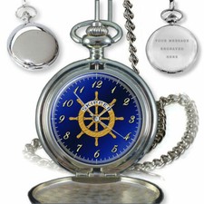 SKIPPER MARINE BOAT NAUTICAL POCKET WATCH BIRTHDAY BEST GIFT ENGRAVED
