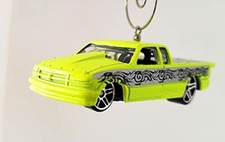 Christmas Ornament for 1998 Pro Stock Chevy S10 Neon Yellow with cat