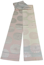 Japanese Vintage Kimono Fukuro Obi silk silver pink reversible 152.7x11.4in