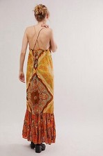 Free People Mojave Mermaid Metallic Maxi Slip Dress $148 Size Medium Raw Sienna