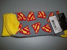 DC Comics Superman Gray Superman Logos S Socks sz 10-13 shoe sz 6-12 New