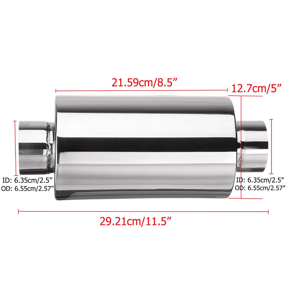 Silenziatore Scarico in acciaio inox universale per x auto racing sportivo 2.5” - Imagen 2 de 4