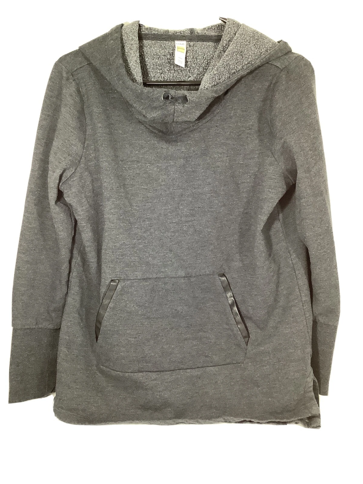 lole hooded tunic pullover front pockets charcoal sweatshirt