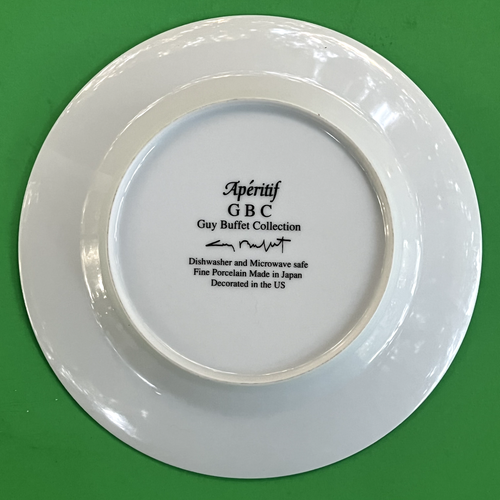 (4) porcelain GUY BUFFET salad plates-APERITIF rendez vous DAME van gogh--JAPAN - Picture 9 of 10