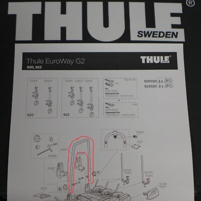 Thule U-bracket holder for retaining arms 51227 for rear strap EuroWay 920 922