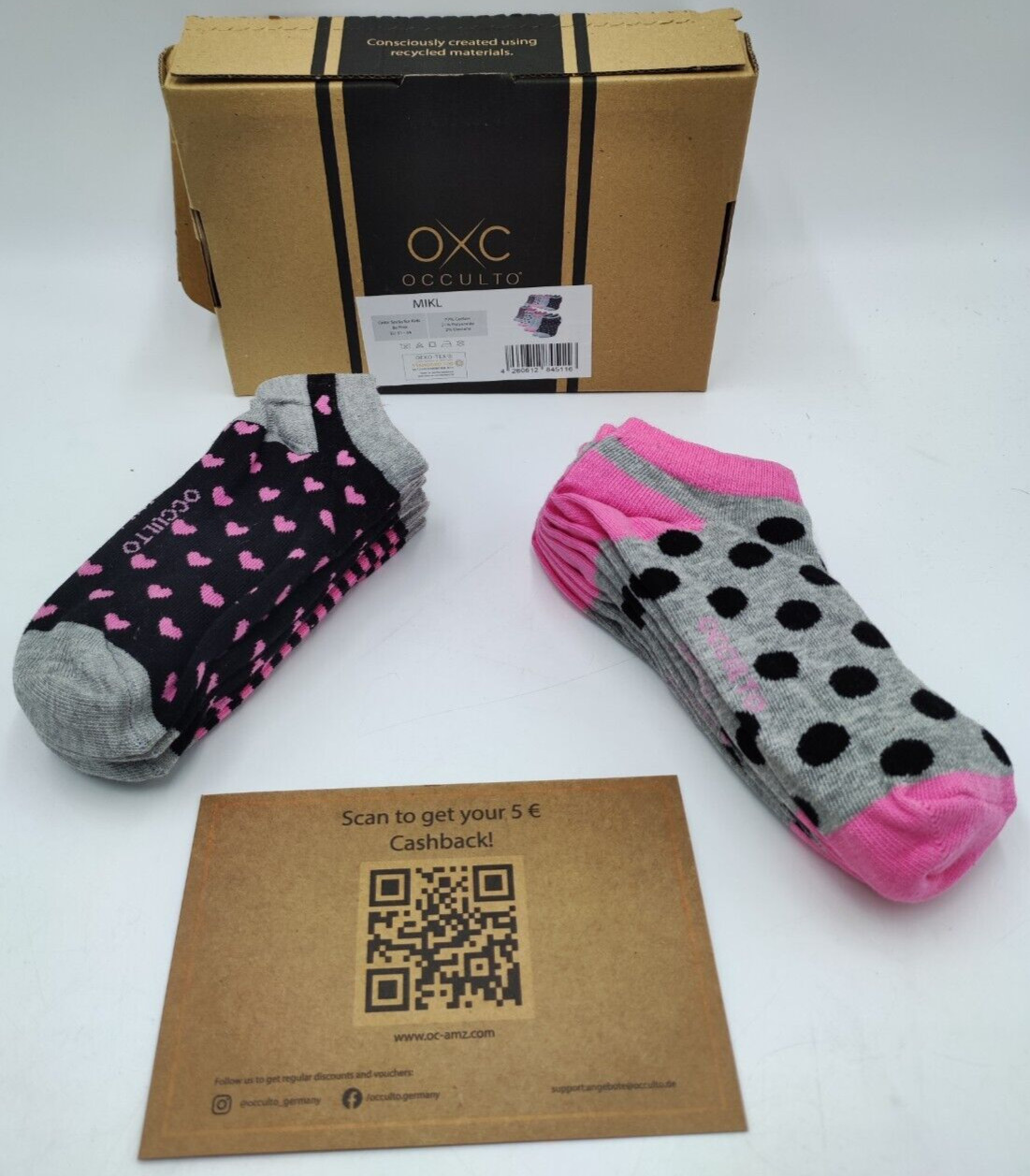Pack de 8 calcetines deportivos niña 31-34 corazones puntos azul rosa gris oculto