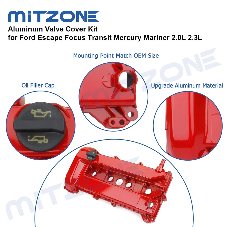 Kit de actualización de cubierta de válvula de aluminio para Ford Focus 2005-2011 2,0 L 05-08 Escape 2,3 L Foto 4 de 4