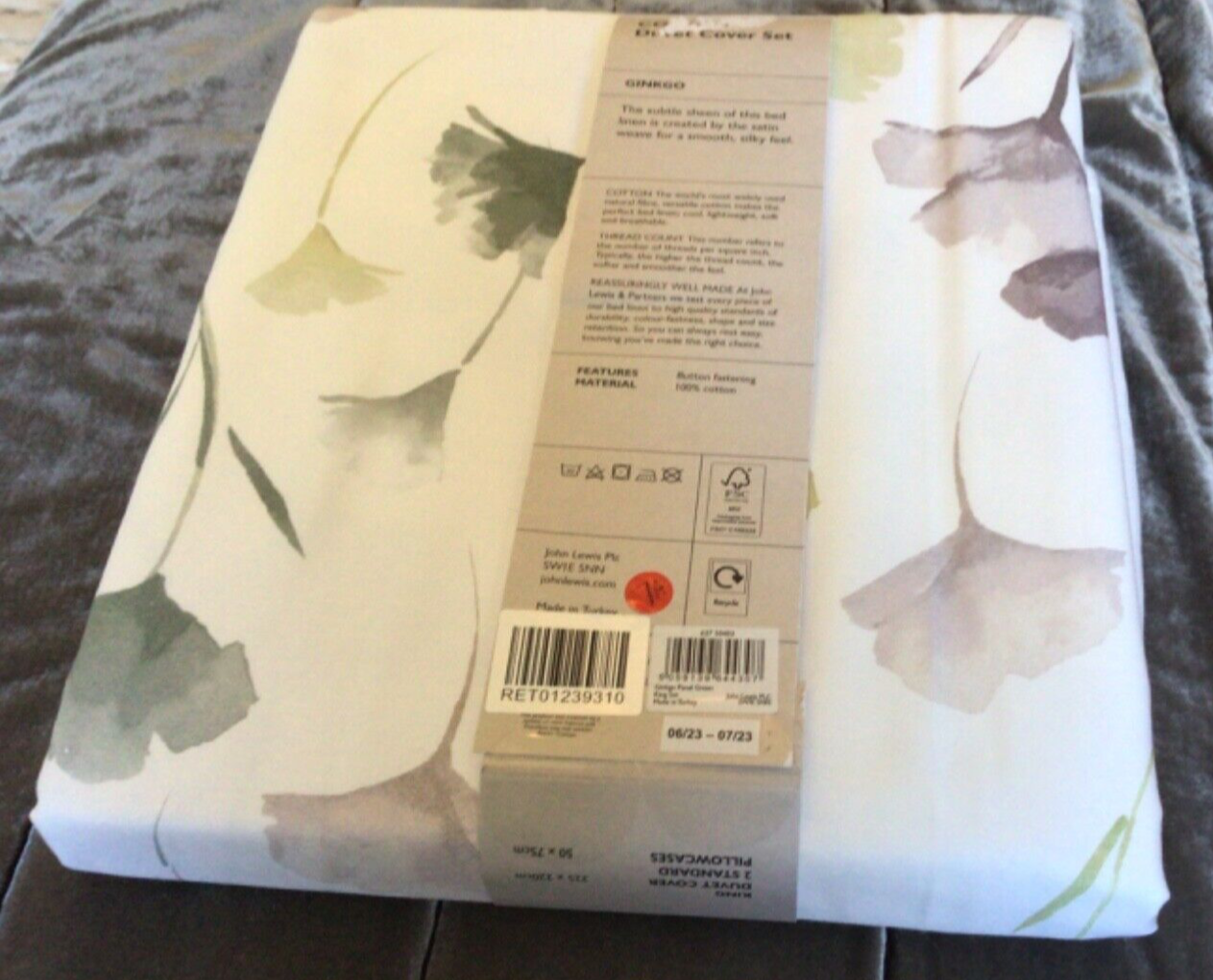 John Lewis Ginkgo Panel KING Duvet Cover set Green RRP £80.00 eBay