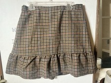 J Crew Mercantile 8 WOOL Houndstooth TWEED MINI SKIRT Y2K Academia Schoolgirl