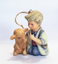 Retired Hummel Nativity Ornament Shepherd Boy Sitting with Calf, Vintage Goebel