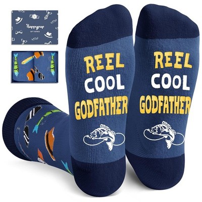Reel Cool Funny Socks for Godfather Step Dad Son-in-Law Cousin Fishing