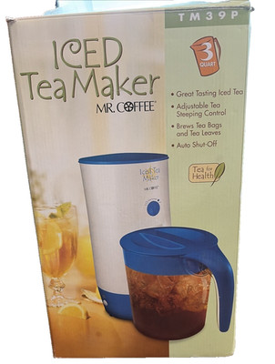 Mr. Coffee TM39P 3 Qt Iced Tea Maker Blue White Open Box Complete Tested