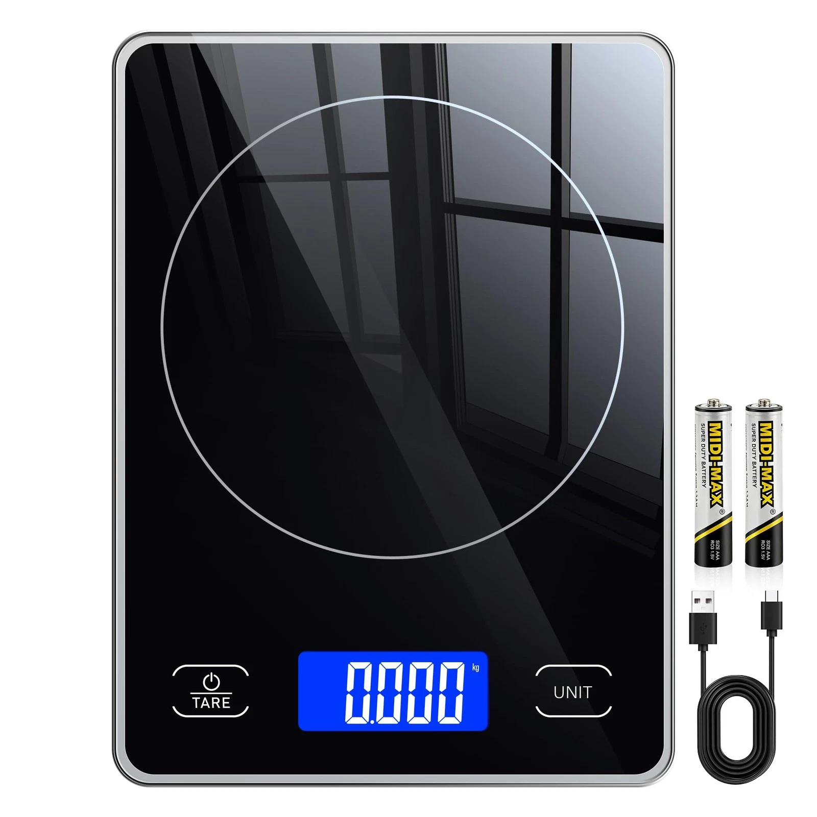 Kitchen Scale Digital with 15kg Capacity, 5 Units in g/ml/fl'oz, Precise W...