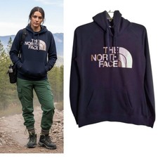 The North Face Women's Small Half Dome Hoodie Black Silver Metallic Logo Fleece