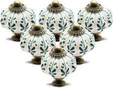 12pcs Ivory Pumpkin Knobs, Vintage Ceramic Cabinet Knobs, Dresser Drawer Door Kn