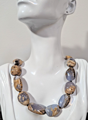 #ad Rarities HSN Chalcedony Chunky Bead Necklace Vermeil Sterling Toggle 20quot; $109.00