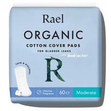 Rael Incontinence Pads for Women, Organic Cotton 60 Count Pack of 1 , White