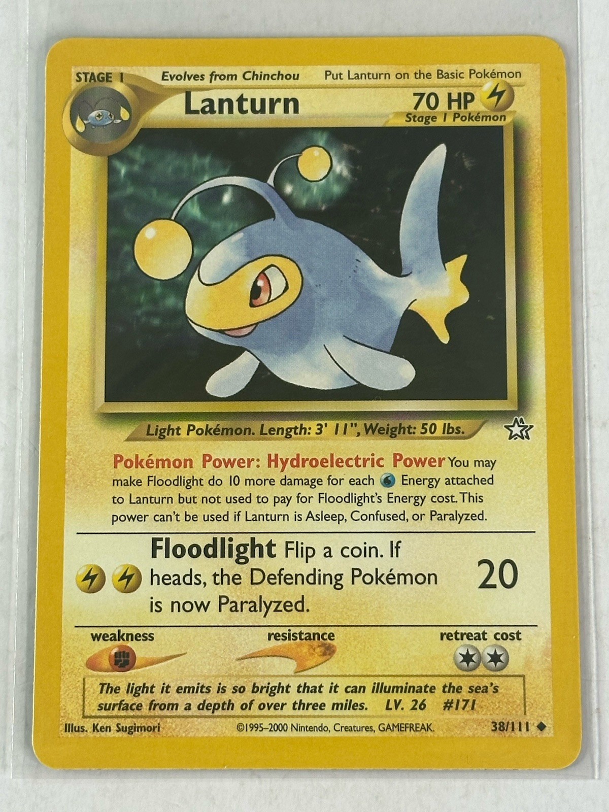 Lanturn 38/111 2000 Neo Genesis Pokemon Card Vintage WOTC Uncommon - Lp