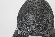 BLACK HAND MADE HAND TOOLED LEATHER SUSPENDERS