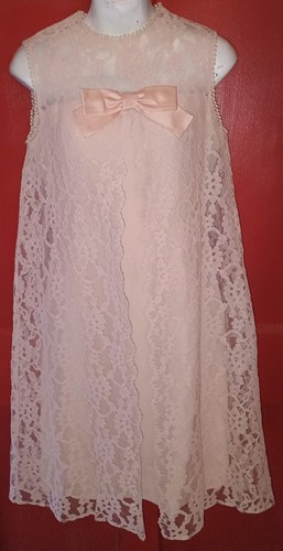 Vintage 60s Sheath Lace Dress Pale Pink Goddess - Picture 3 of 9