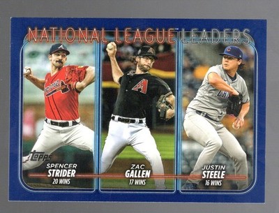 2024 Topps Blue League Leaders Zac Gallen, Spencer Strider, Justin Steele #309