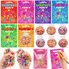 24 Pack Valentines Day Gifts for Kids Classroom School Fidget Stress Balls wi...