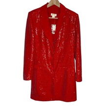 Anthropologie Maeve Sequin Blazer Mini Dress Womens 4 Red Party Valentines Day 