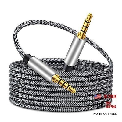 Male to Male Audio Cable,4 Pole Hi-Fi Stereo Sound 3.5mm Aux Cable 1Ft Silver