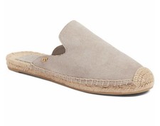 Tory Burch Max Espadrille Gray And Tan Suede Mule Slides. Size 6