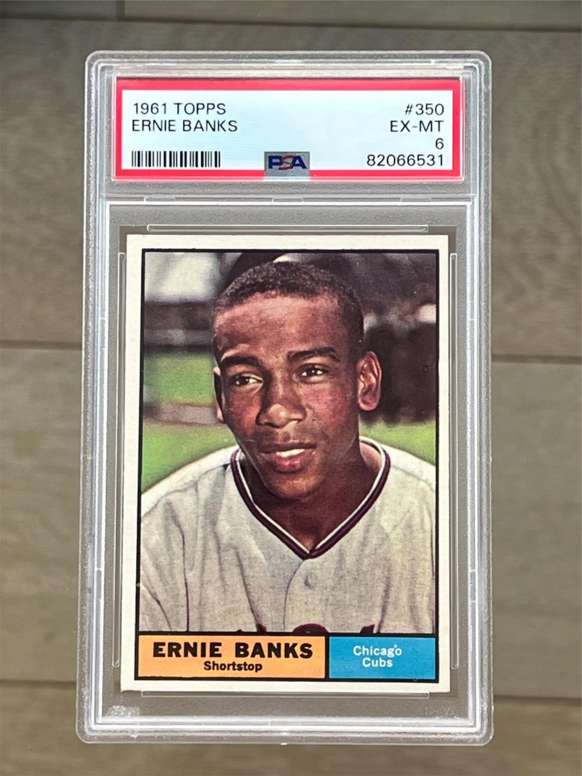 1961 Topps #350 Ernie BANKS PSA 6 EX-MT Baseball Card - Good Looking