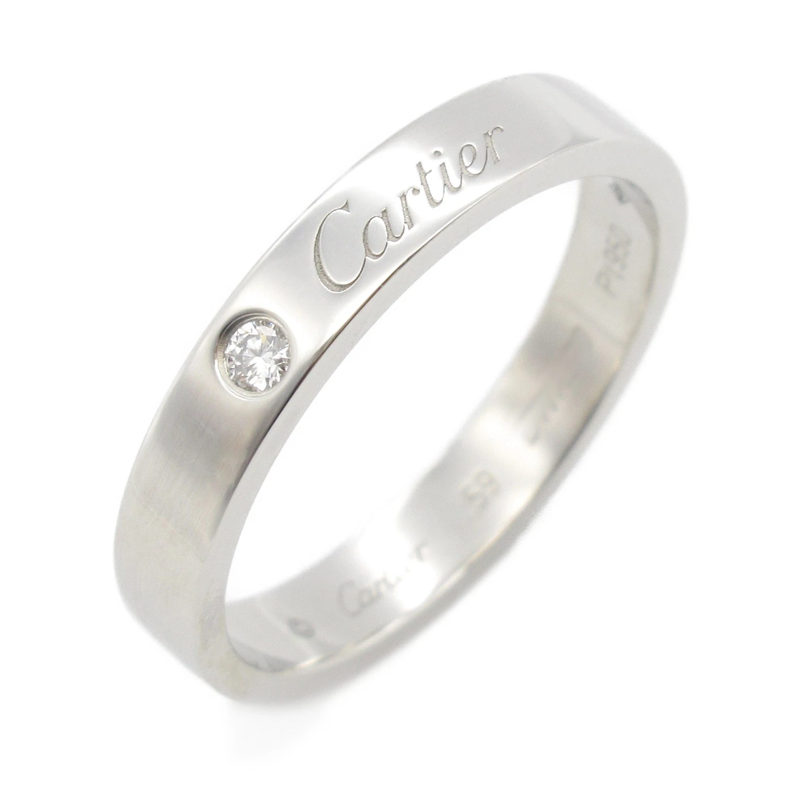 CARTIER Wedding Diamond Ring Pt950 Platinum Used unisex US size 8.75 #59