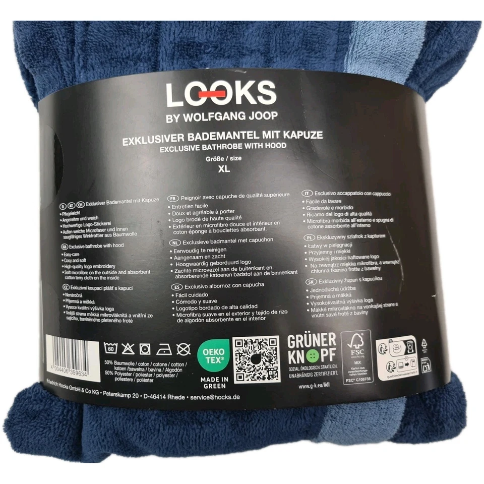 Looks by Wolfgang Joop Unisex Bademantel Morgenmantel  Saunamantel Größen S - XL - Bild 4 von 4
