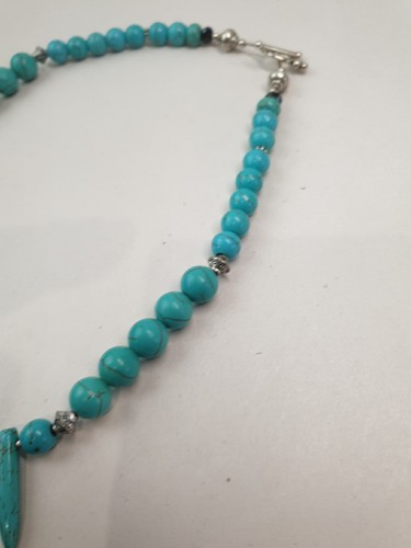Türkis gefärbt Howlith Stachel Halskette Perlen Halsband Indianer Stil Ethno - Bild 4 von 11