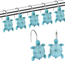 Sea Turtle Shower Curtain Hooks Rings for Bathroom, Meta Curtain Hanger B1