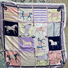 Unbranded Square Scarf Women OS Multicolor VGUC Equestrian Horse Print Satin