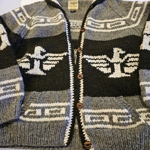 VTG Woolies Mens Thunderbird Cardigan Sweater Chunky 100% Wool- 2XL (48 In) - Picture 4 of 12