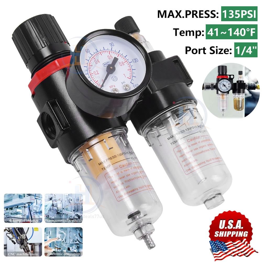 1/4" Air Compressor Oil Water Separator Regulator Moisture Trap In Line Filter*