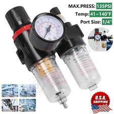 1/4" Air Compressor Oil Water Separator Regulator Moisture Trap In Line Filter*